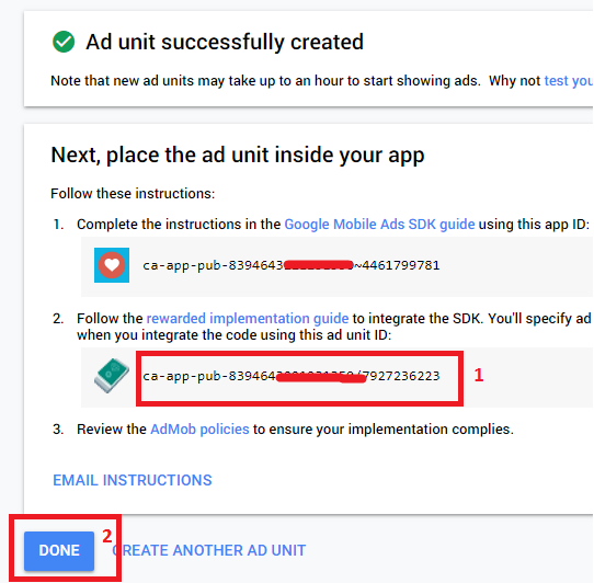 How to get rewarded_ad_unit_id from AdMob